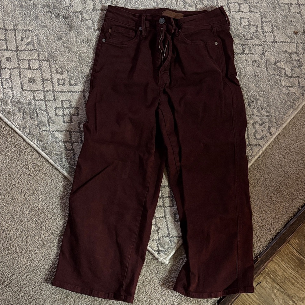 Judy Blue Women’s Deep Burgundy Wide Leg Cropped Pants
